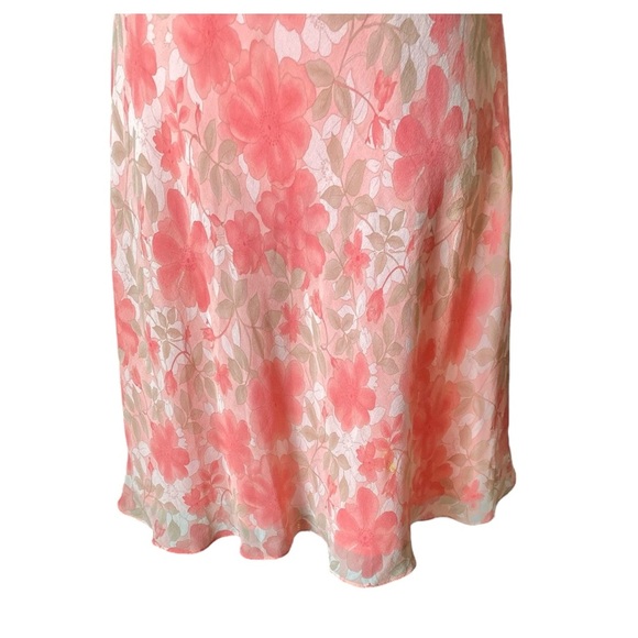 Loft Y2K Pink Floral Spaghetti Straps 100% Silk Babydoll Dress Size 0 Fairy - Picture 6 of 7